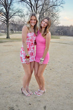 Spring Fling Dress, Strapless Floral Print Homecoming Dress, Mini Party Dress