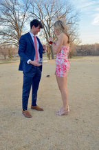 Spring Fling Dress, Strapless Floral Print Homecoming Dress, Mini Party Dress