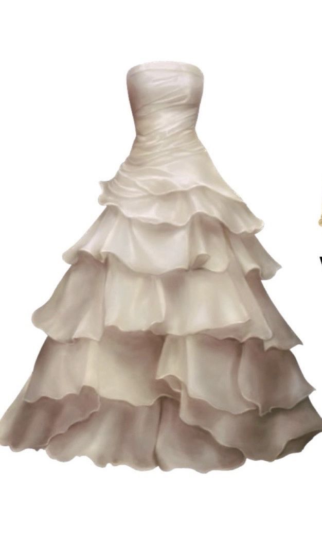 Strapless A Line Ruffle Long Classy Prom Dress Layered Wedding Dress Secondary image