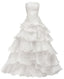 Strapless A Line Ruffle Long Classy Prom Dress Layered Wedding Dress