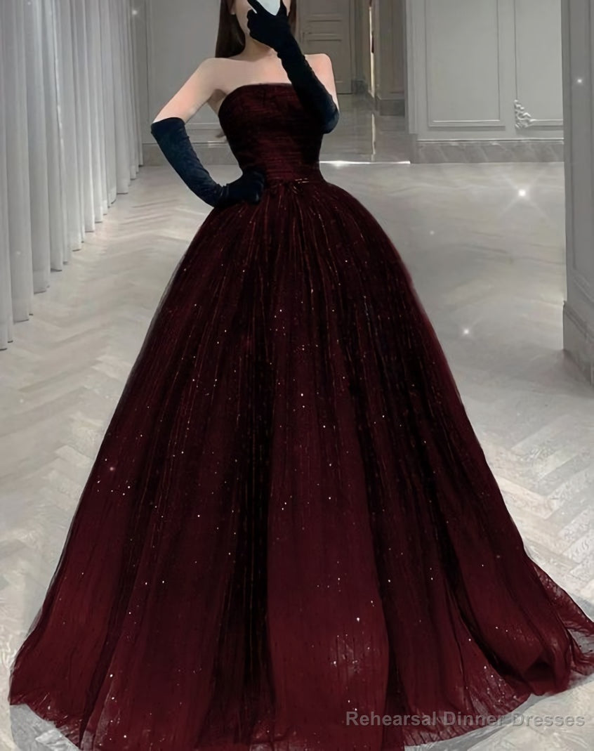 Strapless A-line Tulle Prom Dress,Chic Evening Dress