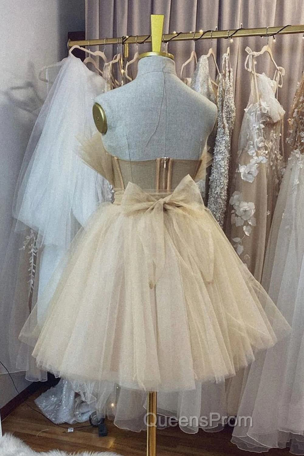 Strapless Beige A Line Short Homecoming Dress Secondary image