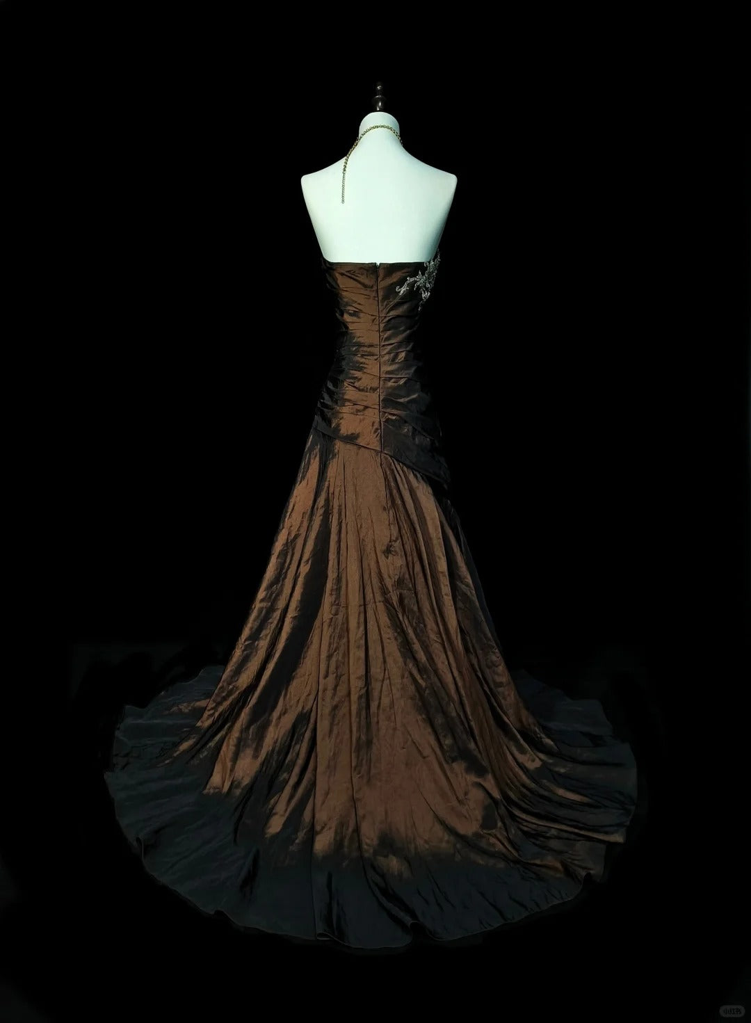 Strapless Brown Vintage Classy Evening Dress, Sleeveless Long Party Gowns