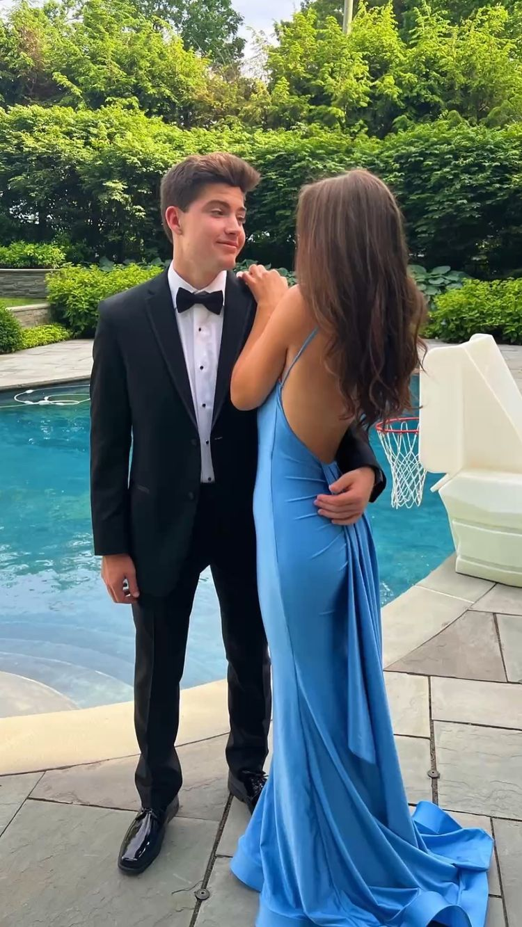 Sexy Blue Mermaid Classy Prom Dress,Open Back Long Classy Evening Party Dress Secondary image