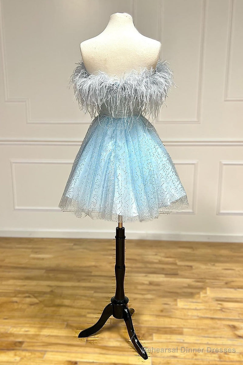 Strapless Feather A-line Cute Homecoming Dress Secondary image