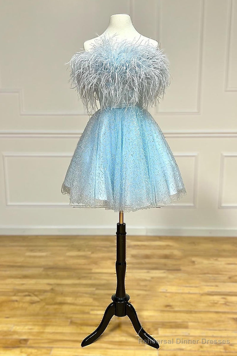 Strapless Feather A-line Cute Homecoming Dress Main image