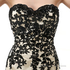 Strapless Lace Appliqued Chiffon Asymmetrical Prom Dresses
