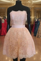 Strapless Lace Homecoming Dress Short Evening Prom Gown