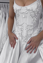 Strapless Lace Satin White Vintage Wedding Dress,