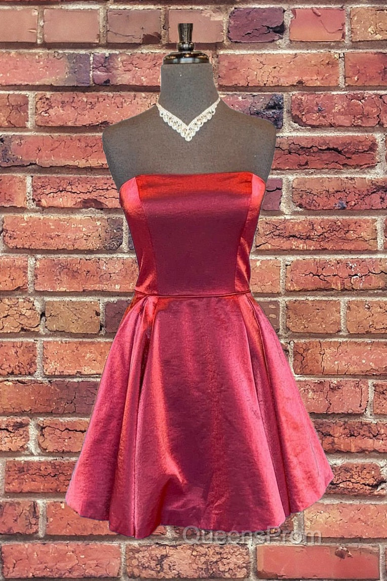 Strapless Lace-Up Yellow Satin Homecoming Dress,Short Cocktail Dress