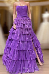 Strapless Long Evening Prom Dress With Ruffle Skirt