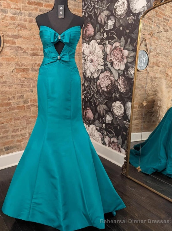 Strapless Mermaid Long Prom Dresses with Bow and Keyhole Main image