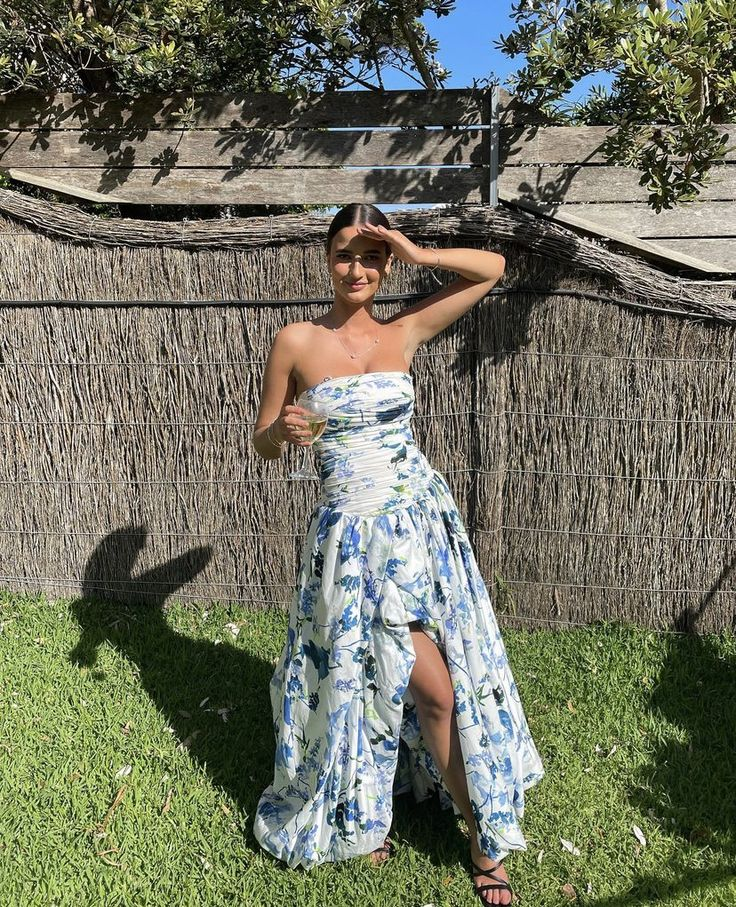 Strapless Print Floral Long Classy Prom Dress Classy Evening Gown