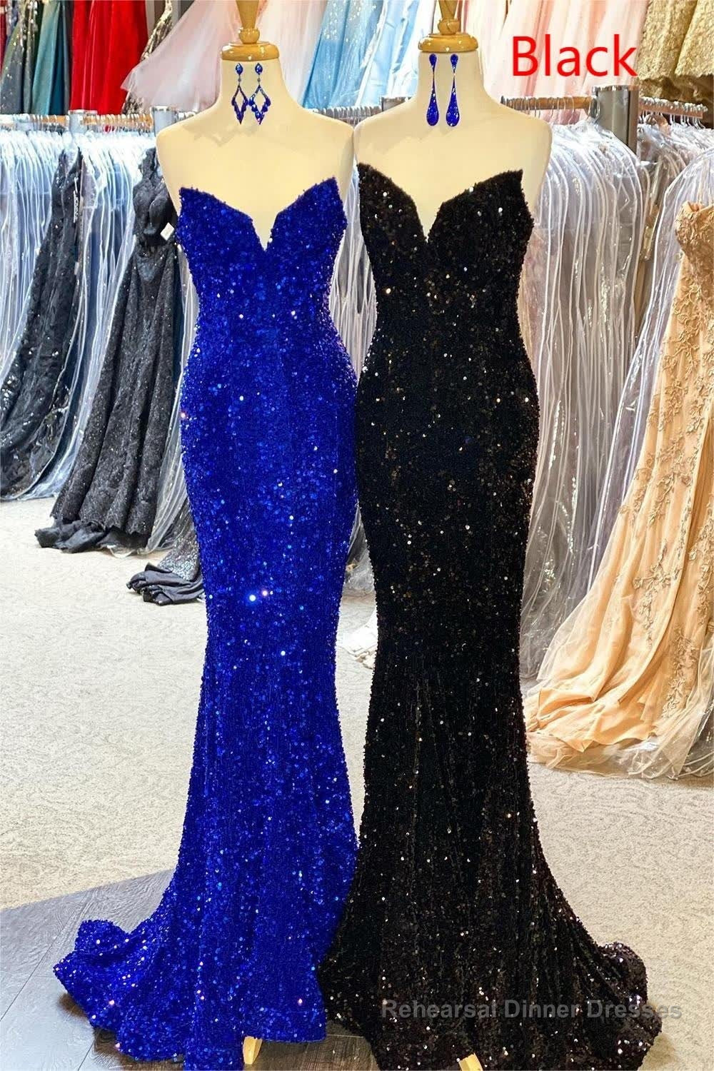 Strapless Sequins Black Mermaid Prom Dress Secondary image