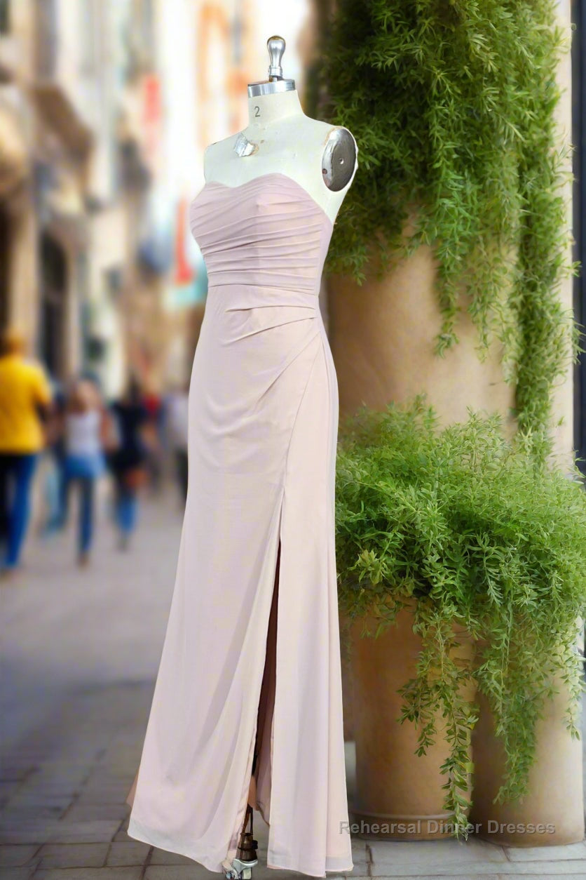 Strapless Sheath Chiffon Sweetheart Sleeveless Floor-Length Bridesmaid Dresses Secondary image
