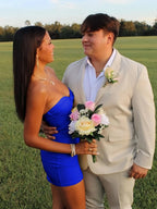 Strapless Sheath Short Homecoming Dresses With Keyhole