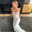 Strapless Sheath White Long Classy Prom Dress