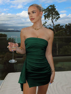 Strapless Spandex Bodycon Homecoming & Cocktail Dress With Slit