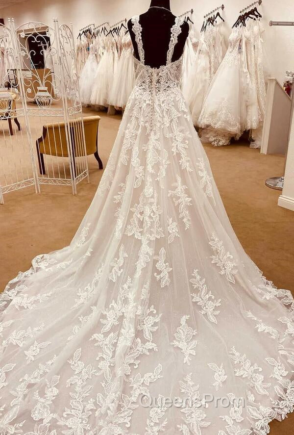 Straps A-Line Lace Wedding Dress