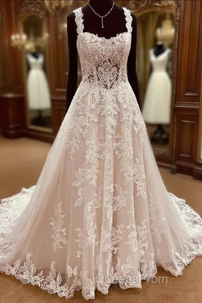 Straps A-Line Lace Wedding Dress Main image