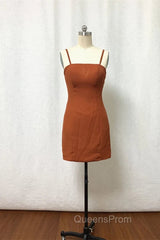 Straps Burnt Orange Bridesmaid Dresss With Removable Train
