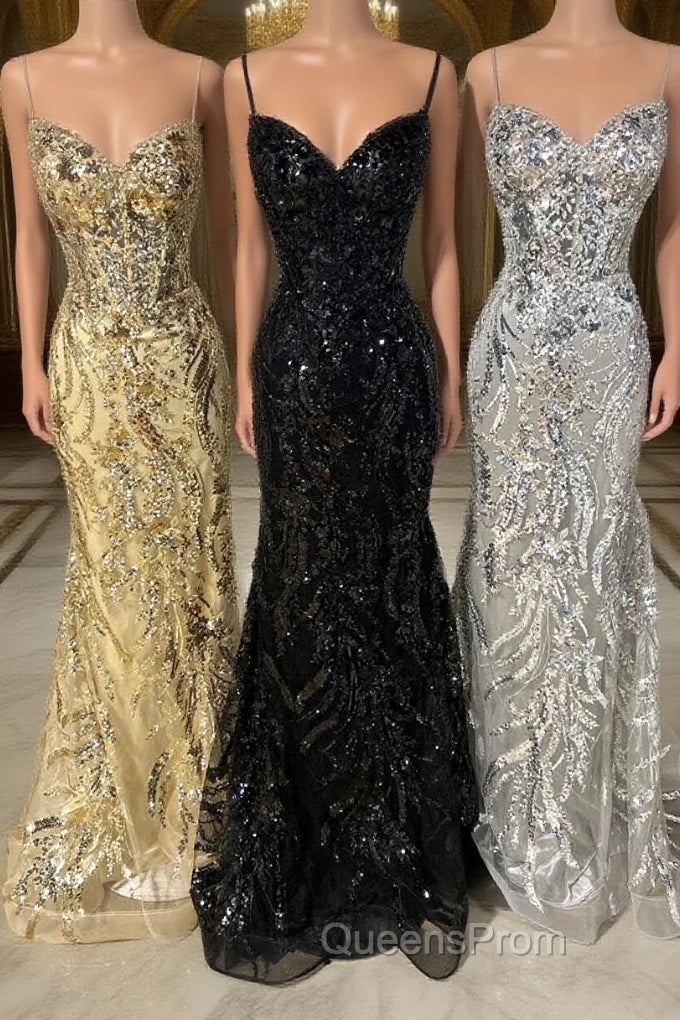 Straps Gold Sequin Mermaid Long Party Dress Main image