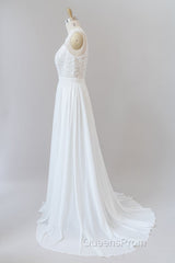 Straps Lace A-line Boho Wedding Dress