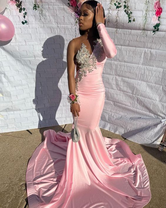 Stunning And Elegant Princess Party Wear Gown Pink Classy Prom Dress