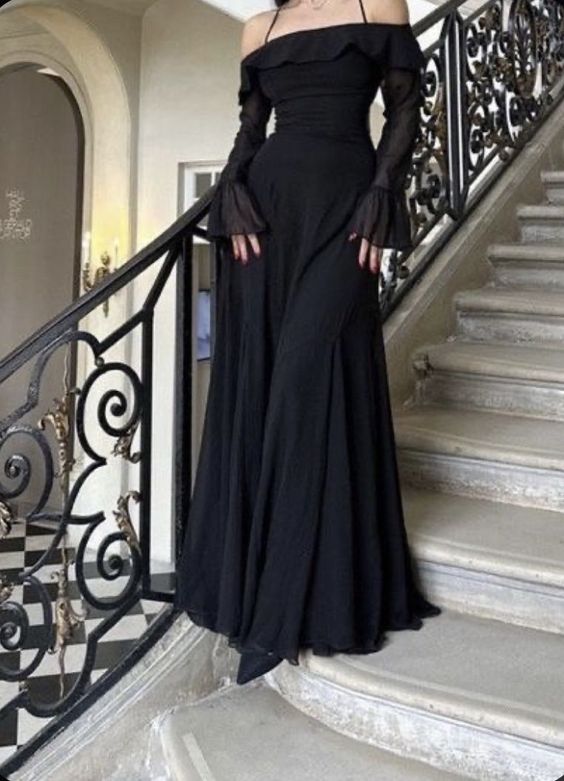 Stunning Black Off-The-Shoulder Mermaid Classy Prom Dress Birthday Outfits
