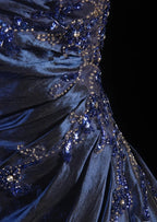 Stunning Blue Strapless Beaded Long Classy Prom Dress Classy Evening Classy Dress