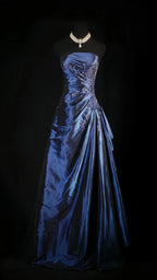 Stunning Blue Strapless Beaded Long Classy Prom Dress Classy Evening Classy Dress