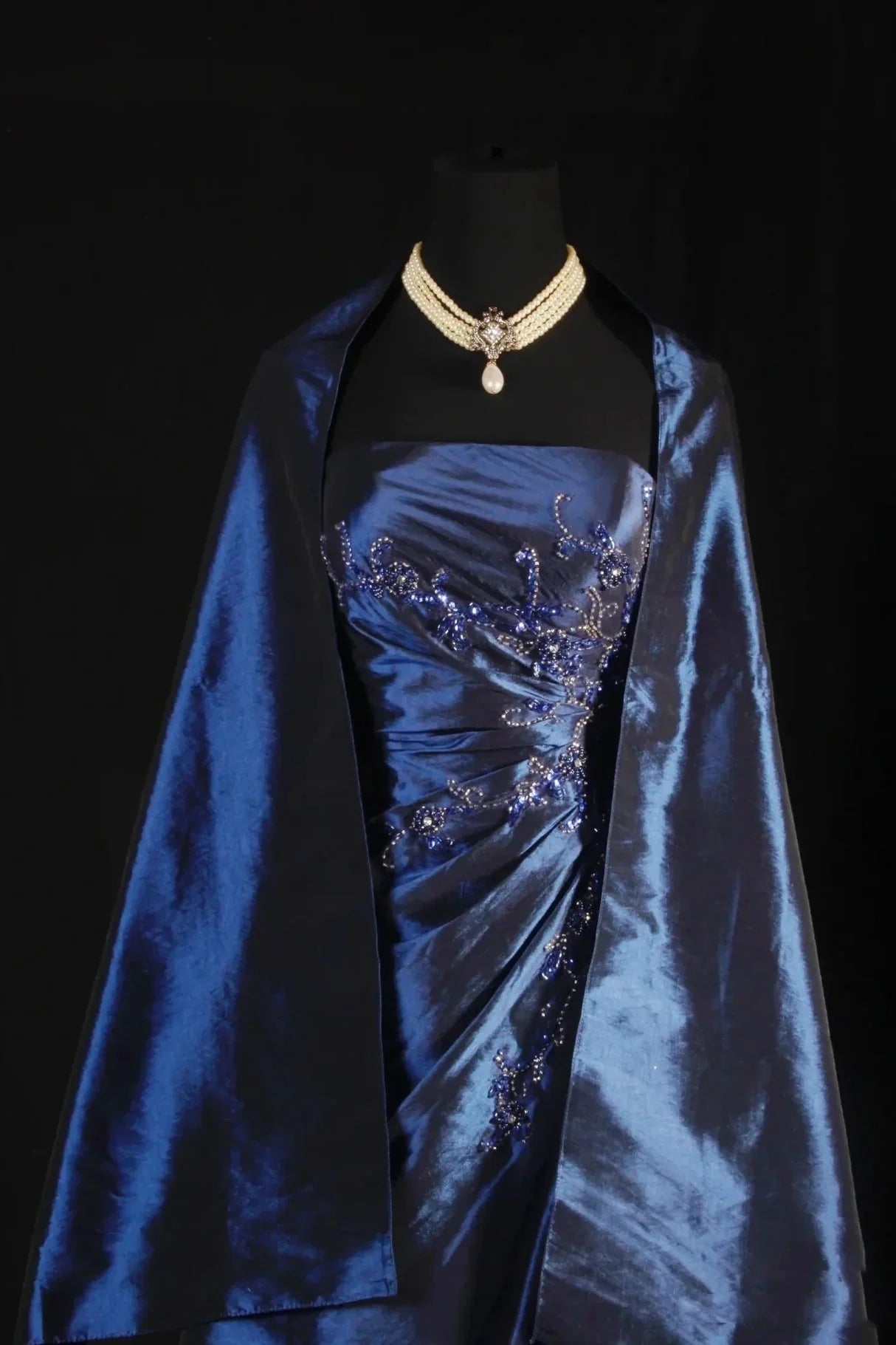 Stunning Blue Strapless Beaded Long Classy Prom Dress Classy Evening Classy Dress