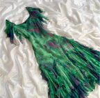 Stunning Green Double-Layered Flying Sleeves And Swaying Neck Chiffon Classy Prom Dress