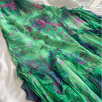 Stunning Green Double-Layered Flying Sleeves And Swaying Neck Chiffon Classy Prom Dress