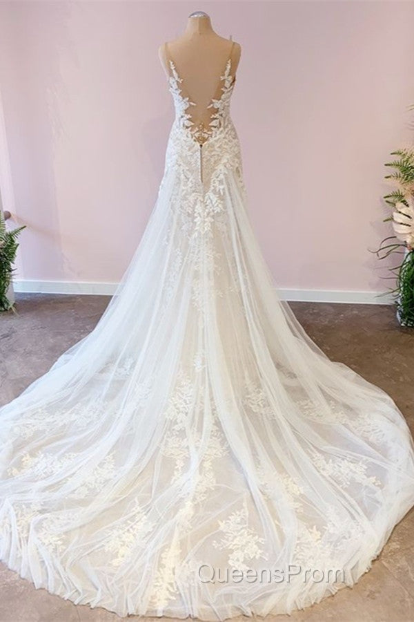 Stunning Long A-Line Tulle Sweetheart Appliques Lace Wedding Dress Secondary image