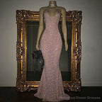 Stunning Long Halter Spaghetti Straps Sequined Mermaid Prom Dress