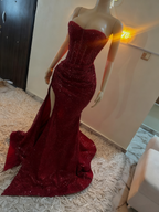 Stunning Mermaid Sweetheart Red Slit Sequin Classy Prom Dress Inspiration Classy Prom Dress Princess Graduation Dress