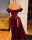 STUNNING OFF-THE-SHOULDER MERMAID Classy Prom Dress RUFFLES WITH HIGH SPLIT