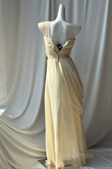 Stunning One Shoulder Beaded Sequin Chiffon Long Evening Prom Dress Formal Evening Dress Simple Wedding Dress