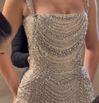 Stunning Spaghetti Straps Bodycon Birthday Dress Beaded Short Classy Prom Dress Fashion Homecoming Dress