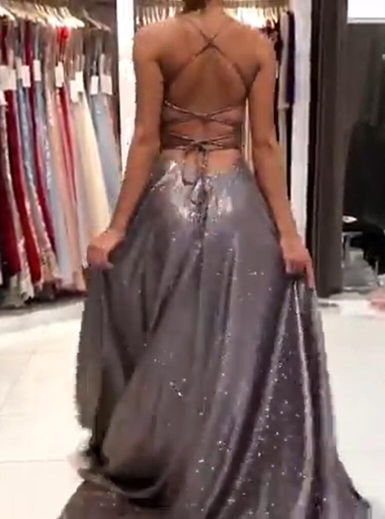 Stunning Spaghetti-Straps V-Neck Long Evening Prom Dress Online Secondary image