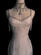 Stunning White Backless Mermaid Shiny Party Gown Wedding Dress