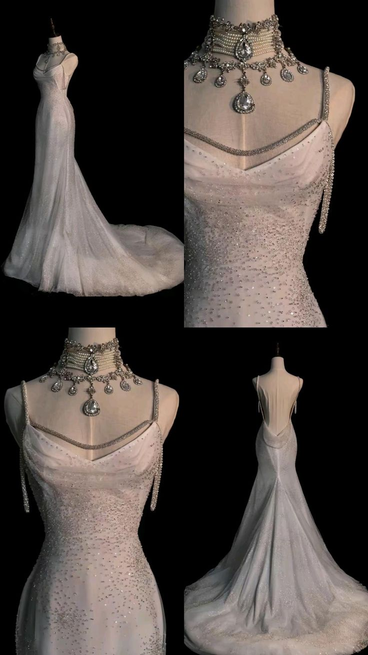 Stunning White Backless Mermaid Shiny Party Gown Wedding Dress Main image