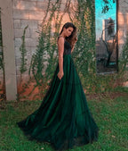 Stylish Green Tulle Long Classy Prom Dress, Green Classy Evening Dress