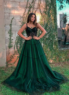 Stylish Green Tulle Long Classy Prom Dress, Green Classy Evening Dress