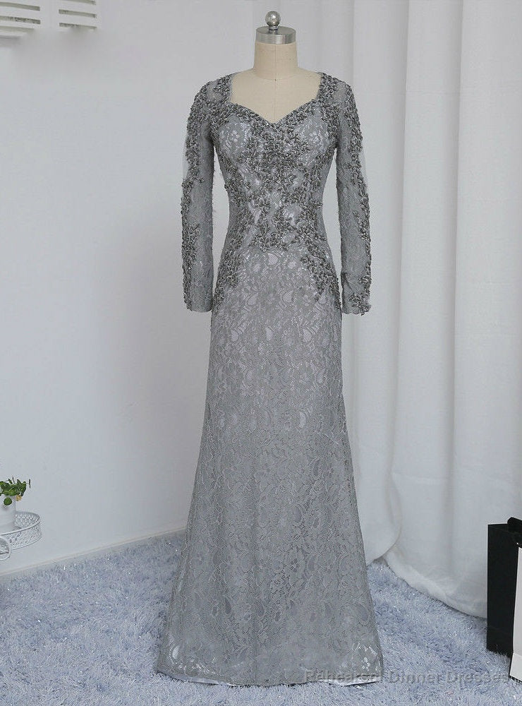 Stylish Plus Size Gray Mother Of The Bride Dresses Mermaid V-neck Main image