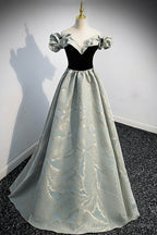 Stylish Satin Long A-Line Prom Dress, Off the Shoulder Evening Party Dress