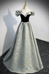 Stylish Satin Long A-Line Prom Dress, Off the Shoulder Evening Party Dress