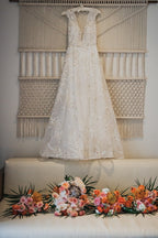Stylish V Neck Tulle Applique Long Classy Prom Dress
