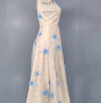 Sweet A-Line 3D Floral Embroidery Tulle Long Classy Prom Dress